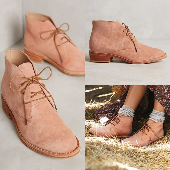 Huma Blanco Shoes - Huma Blanco Manuela Lace-Up Booties Blush Rose Suede Size 10